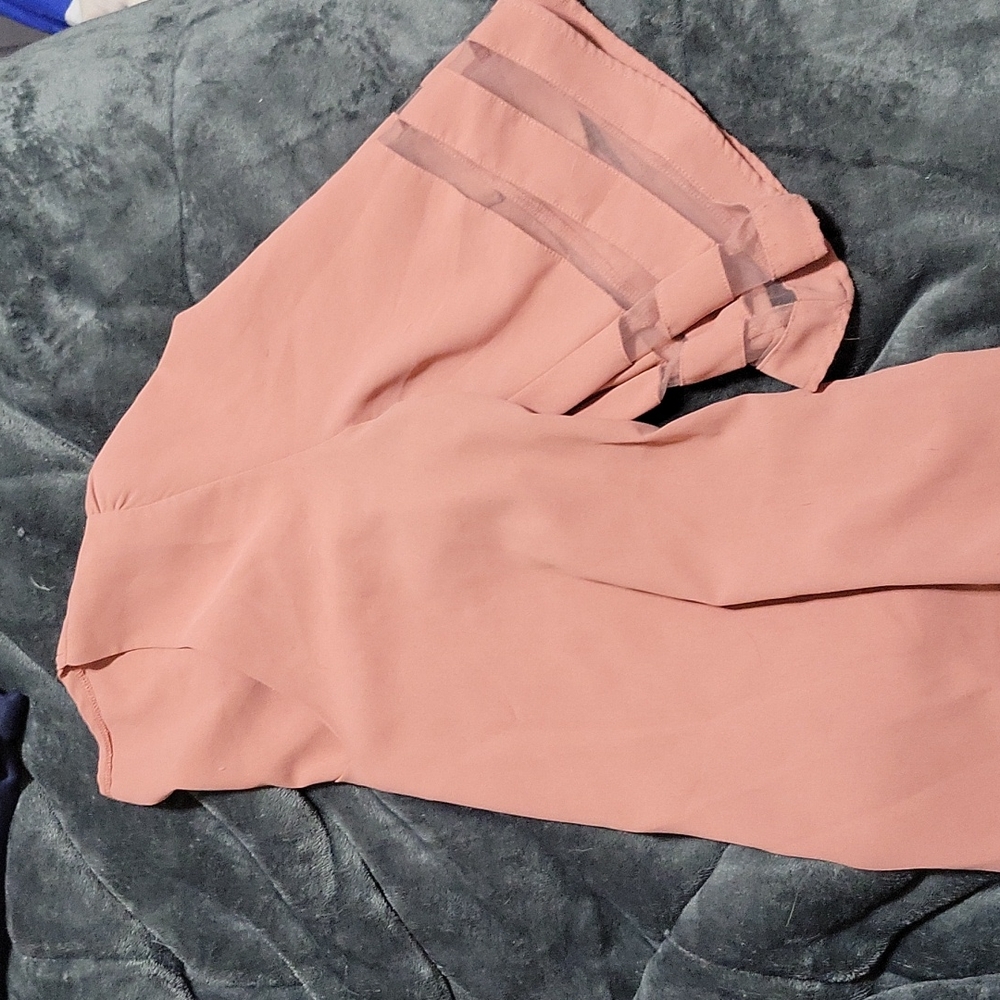 Short sleeve blouse sheer sleeves